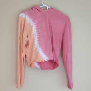 Medium Wildfox Orange And Pink Tie Dye Hoodie Cutoff Style Casual